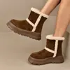 2026 Nuevas Botas de Tobillo Versátiles de Terciopelo Plus con Suela Gruesa Botas de Nieve para Mujer Talla Grande Botas de Algodón de Invierno Abrigo Cálido Zapatos de Algodón
