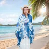 Bufanda Retro Estilo Étnico Primavera y Verano Versátil Delgada de Seda Bufanda Multifuncional de Viaje Protector Solar Chal Distintivo Toalla de Playa