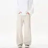 2026 Nuevos pantalones casuales básicos minimalistas de estilo americano con cintura semielástica para hombres y mujeres, pantalones rectos holgados de corte limpio