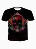 Camiseta verão respirável manga curta 2025 comércio exterior quente transfronteiriço nova máquina de impressão digital 3D caveira
