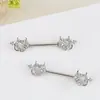 Anel de Mamilo Borboleta Europeu e Americano Transfronteiriço de Aço Titânio 316L Anel de Peito Flor com Gotejamento de Óleo Anel de Mamilo Diabo Joias para Body Piercing