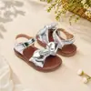 Sandalias Brillantes para Niña con Moño Suela Suave Antiderrapante Velcro Estilo Princesa Verano Zapatos de Playa para Niños
