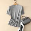 Camiseta de Manga Corta Pinrong 2026 Primavera/Verano para Mujer, Cuello Semi Alto, Elegante Estampado de Osmanto, Top Ligero de Punto, Estilo Delgado