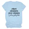 Camiseta Solta de Manga Curta com Estampa de Letras Mom Grandma Great, Gola Redonda, Atacado para Sites Independentes de Comércio Exterior