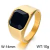 Joyería Retro de Piedra Ámbar de Nicho Anillo Cuadrado de Acero Inoxidable de Moda Ágata Negra Anillo Geométrico para Hombre Suministro Transfronterizo