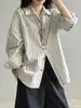 Camisa de manga larga a rayas azul marino retro estilo francés, nueva colección de otoño, elegante y a la moda, versátil para el trabajo y el uso diario, A14219