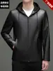 Chaqueta de Cuero Gruesa con Capucha y Forro Polar para Hombre 2026 Otoño/Invierno Nueva Moda Masculina Casual de Negocios Abrigo de Papá