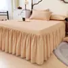 Novo 2024 Saia de Cama de Flanela Escovada 100% Algodão Peça Única Algodão Puro Espessado Capa de Cama 1.8m Fronha Conjunto de Três Peças Estilo Princesa