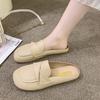 Jinbukang Primavera e Verão Novos Sem Salto Pessoas Preguiçosas Internet Celebridade Baotou Meio Chinelos Femininos Flat Outer Wear All-match Meio-suporte Único