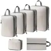 Conjunto de Compressão para Armazenamento de Viagem com 7 Peças para Roupas Sapatos Higiene Pessoal Cosméticos Sacos de Armazenamento Sacos Impermeáveis Armazenamento Portátil