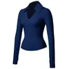 Roupa Esportiva Transfronteiriça Novo Estilo Europeu e Americano Manga Longa Feminina Secagem Rápida Casual Camisa Polo Corrida Fitness Yoga Top Camiseta