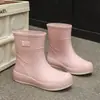 Botas de Lluvia de Moda Transfronterizas para Mujer, Cortas, Suela Suave, Cómodas, Estilo Coreano, Versátiles, Zapatos de Agua, Zapatos para Acampar al Aire Libre, Zapatos Impermeables para Lavar el Coche