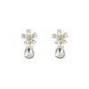 Aretes de flor de circón estilo coreano para mujer, aretes de gota de agua de lujo de alta gama, aretes de aguja plateada de moda y elegantes, de moda
