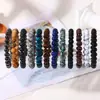 Pulsera Unisex Retro de Estilo Étnico con Cuentas de Cristal Exquisita Ojo de Tigre Cristal Rosa Ágata Negra Amatista Pulsera para Mujer