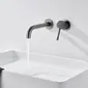 Torneira de parede embutida em aço inoxidável 304 para lavatórios, água fria e quente, embutida na parede, adequada para projetos de hotel