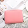 Porta-Cartões Pequeno de Couro Bovino RFID para Mulheres com Múltiplos Compartimentos para Cartões Porta-Cartões Coreano Fofo Mini com Zíper Carteira de Moedas Sanfonada