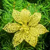 Flor de Navidad Hueca de 10 cm Flor Rosa Pegajosa Decoración de Regalo de Navidad Flor de Navidad Clásica Decoración de Árbol de Navidad Regalo