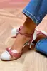 Modelo de Comercio Exterior Transfronterizo Verano 2026 Sandalias de Moda de Tacón Alto con Bloques de Color, Hebilla y Diseño Hueco, Tallas Grandes 40-43