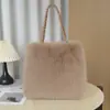 Bolso de Hombro Grande Transfronterizo de Piel Sintética de Zorro Bolso Tote Bolso de Mano de Moda Cuadrado Esponjoso de Alta Calidad Venta al por Mayor