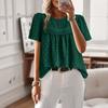 Camisa Feminina Transfronteiriça Kaikuo Amazon Primavera/Verão 2026 Comércio Exterior Casual Cor Sólida Gola Redonda Manga Curta