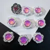 Anel de Pedra Olho de Gato Imitação Flor Redonda Multicolorido Espaçador de Oito Furos para Pulseira Colar Acessórios de Joia DIY