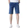 Shorts Jeans Masculino de Verão Finos com Múltiplos Bolsos 2026 Novos Calças Casuais Masculinas Elásticas de Comprimento Médio para Uso ao Ar Livre