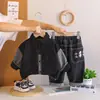 Conjunto de Ropa para Niños Primavera y Otoño 2026 Nuevo Estilo Coreano Camisa de Retazos Manga Larga Conjunto de Dos Piezas Moda para Niños Ropa de Moda