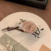 Grampo de cabelo tipo torção rosa seco Maillard de outono precoce com contas redondas e flores, presilha para mulheres para estilizar o cabelo na parte de trás da cabeça, acessório de cabelo