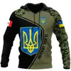 Moletom com Capuz Estampa Camuflada Bandeira Canadense Emblema Nacional da Ucrânia Pulôver Casual 3D Masculino e Feminino