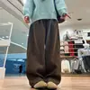 Pantalones Marrones de Pierna Ancha para Mujer, Novedad Otoño e Invierno 2025, Cintura Alta, Corte Holgado para Figuras Petite, Pantalones Casuales de Chenille con Forro de Felpa