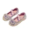 Zapatos para niñas, zapatos de strass para niños, nueva colección primavera/otoño 2026, zapatos de piel para niñas pequeñas, zapatos de princesa de cristal de suela blanda, zapatos de vestir