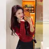 Suéter de punto liso de cuello redondo estilo coreano para mujer, único, hermoso y exquisito, suéter de longitud corta para otoño e invierno, adecuado como top de capa base