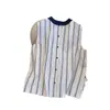 Shenzhen Nanyou Roupas Femininas Guangzhou Treze Linhas Estilo Europeu Top Regata Sem Mangas Listrado Franzido para Mulheres Verão