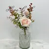 Flores artificiales con aroma a rosa, arreglos florales para el hogar, flores artificiales, jarrones de seda de rosa de alta gama, flores atadas a mano más vendidas transfronterizas
