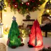 Enfeites de decoração de Natal, estatueta criativa em formato de árvore de Natal com luzes, árvore de Natal tridimensional para decoração de mesa e vitrine