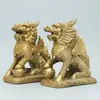 Par de Figuras de Kirin de la Fortuna de Cobre, Kirin Atractor de Riqueza de Latón Puro con Bagua, Decoración de Inauguración para Oficina y Sala de Estar
