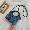 Bolso bandolera rombo de axila estilo coreano otoño nuevo portátil casual bolso de mensajero moda lona denim bolso cubo para mujer
