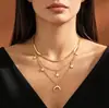 Joyería de Moda Transfronteriza Europea y Americana Cadena Serpiente Plana Colgante de Cuerno Personalidad Estrella Borla Collar de Apilamiento Multicapa Venta al por Mayor