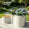Vasos de flor de terrazzo personalizados para terraço e varanda, jardineiras de parede para pátio e floreiras de montagem superior para paredes de vilas