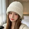 Gorro de lana tejido estilo coreano, cálido y adecuado tanto para hombres como para mujeres, perfecto para la moda urbana de otoño e invierno, diseño retro, color liso, y hace que la cara se vea más pequeña