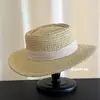 Sombrero de Sol de Paja Vintage Estilo Old Money Británico de Verano Transpirable Sombrero de Viaje Francés de Ala Plana para Vacaciones Sombrero de Sol
