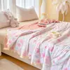 Colcha de Verano de Doble Capa de Gasa 100% Algodón Puro Estilo Princesa Fresca, Estampado Floral de Encaje Francés, Versión Coreana 2026, para Mamá e Hijo, Colcha de Verano Refrigerante