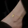Tobillera Rica de Ladrillo de Oro para Mujer, Estilo Chino, Lujo Ligero, Diseño de Nicho Versátil, Joyería de Tobillera de Estilo Fresco de Gama Alta al por Mayor