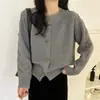Cárdigan de Punto Trenzado con Aguja Gruesa para Mujer Otoño e Invierno Estilo Coreano Retro Estilo Perezoso Abrigo Holgado Suéter Grueso Abrigo tipo Duffle con Botones