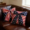 Funda de Almohada Transfronteriza para el Día de la Independencia con Estampado de Estrellas y Rayas, Cojín de Asiento, Decoración Interior Festiva, Cojín para Sofá