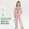 Sudadera Patchwork de Dibujos Animados de Niña de Moda Conjunto de Dos Piezas para Niños Mayores, Nuevo Estilo de Primavera Conjunto de Camisa Polo y Pantalones de Bloques de Color