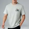 Loja física atacadista camiseta masculina de manga curta sem marca, estilo fino de verão, bordado com patch estilo chinês, camiseta casual gola redonda 2J247