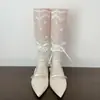 Meias Finas de Verão com Dedos Separados, Renda Doce e Laço, Meias de Algodão Meia-Canela, Meias Slouch Simples e Versáteis para Dois Dedos