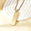 Joyería de Acero Inoxidable Geométrico Liso Hip-Hop Accesorios de Collar Moderno Colgante Rectangular Largo Cadena para Suéter con Opciones de Grabado