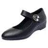 Zapatos de Mamá Cuero Suave Suela Suave Zapatos Planos para Mujer Planos de Primavera y Otoño Zapatos para Mujer Cómodos Tacones de Cuña Zapatos de Cuero con Hebilla para Mujeres de Mediana Edad y Mayores